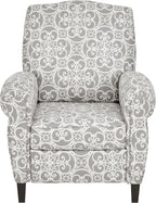Madison Park Kirby Recliner Chair - Solid Wood, Plywood, Rolled Back Button Tufted Accent Armchair Modern Classic Style Family Room Sofa Furniture, Grey