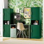 Tokawa 67" Tall Pantry Cabinet, Kitchen Metal Storage Cabinet with Breathable Mesh Doors, 4 Adjustable Shelves, Reversible Doors, Cord Hole, Reversible Door, Green
