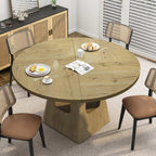 47.24 Inch Round Dining Table for 4-6 Kitchen Dining Table with Storage Shelf Wooden Pedestal Base Space Saving Design for Kitchen Dining Room Apartment Natural Farmhouse Style Only Table