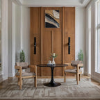 Meridian Furniture Sacha Collection Art Deco Dining Chair, Solid Fluted Wood, 22.5" W x 22" D x 31" H, Set of 2 (Brown, Natural Finish, Velvet)