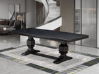 LKT-SBB-TP - A Wooden Dining Table with Removable Rectangular Tabletop - Sand Blasting Black Finish