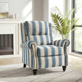 Recliner Chair, Modern Pushback Armchair with Adjustable Backrest & Footrest for Bedroom, Living Room, Navy Blue Stripe,Set of 1