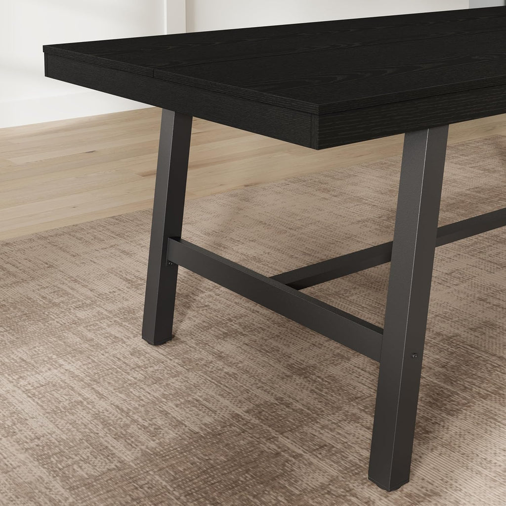 Garvee Industrial Dining Table for 6-8, 78.74" Extra Long Rectangular Kitchen Table with 2"×2" Metal Legs & Wood Top, Large Dining Table for Dining Room, Home Office, Black