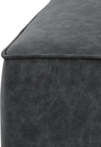 Christopher Knight Home Ellis Faux Leather Ottoman Footstool, Square Pouf Poufee Footrest Ottoman Large Seat, Modern Side Table for Living Room Bedroom Home Decor Gifts, Black