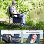 Oversized Camping Chair Heavy Duty- Portable Folding Chair, Cup Holder & Waterproof Phone Case for Adults, Beach, Hiking, Backyard (Blue & Gray, 2 PCS)