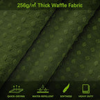 Green Shower Curtain for Bathroom Waffle Textured Heavy Duty 78 Inch Shower Curtain Set for Bathroom, Water Repellent 256GSM Neutral Fabric Shower Curtains with 12 Metal Hooks, 72Wx78H
