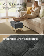 SONGMICS Storage Ottoman, Foot Stool, Ottoman with Padded Seat, Foot Rest with Wood Legs, Small Table, for Hallway, Living Room, 11.8 x 15.7 x 11.4 Inches, Linen-Look Fabric, Slate Gray ULOM517GN01