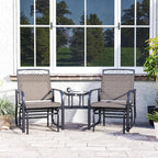 Outsunny Outdoor Glider Chairs with Coffee Table Patio 2-Seat Brown | Rocking Chair Swing, Breathable Sling, Backyard, Garden, Porch
