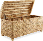Casafield 36" Storage Trunk with Curved Lid and Safety Hinge - Natural, Water Hyacinth Wicker Storage Chest for Bedroom, Entry Way, Living Room