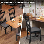 HOMCOM Wooden Dining Chairs Set of 2 Farmhouse Black and Gray | Upholstered Kitchen Chairs, Rubber Wood Frame, for Living Room, Dining Room