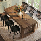 LITTLE TREE Solid Wood Dining Table, 61.8” Dining Table for 4-6 People, Rectangular Wood Kitchen Table, Farmhouse Dinner Table with U-Shaped Legs for Kitchen, Dining Room, Kitchen, Rustic Brown