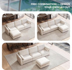 Ihanherry 117" Oversized Modular Sectional Sofa, Modern L Shaped Cloud Couch with Storage Ottoman, 4-Seat Comfy Chenille Deep Seat Sofa with 2 Pillows for Living Room, Beige