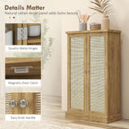 Majnesvon 41" Kitchen Pantry Cabinet,5-Tier Sideboard Buffet Cabinet with Adjustable Shelves & Doors,Freestanding Food Pantry Storage Cupboard for Small Spaces Dining Room (Natural)