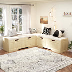 L Shape Bench,Breakfast Nook Bench with Cushion,Backless Corner Dining Bench,Kitchen Dining Nook Benchs with Hidden Storage Space Saving for Dining Room,Cafes,Living Room,Kitchen