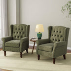 Accent Chair, Upholstered Armchair with Button Tufted High Back & Solid Wood Legs, Comfy Wingback Reading Single Sofa Chair for Small Spaces, Living Room, Bedroom
