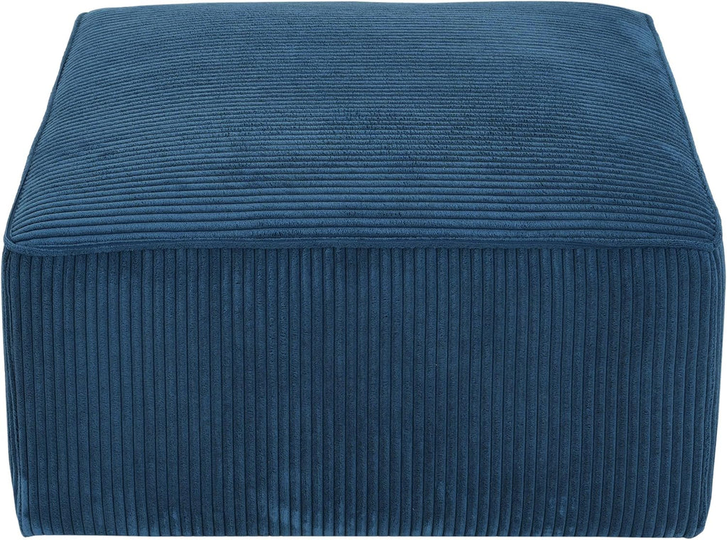 Christopher Knight Home Isa Corduroy Ottoman Footstool, Square Pouf Poufee Footrest Ottoman Large Seat, Modern Side Table for Living Room Bedroom Home Decor, Navy Blue, 30"