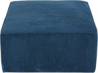 Christopher Knight Home Isa Corduroy Ottoman Footstool, Square Pouf Poufee Footrest Ottoman Large Seat, Modern Side Table for Living Room Bedroom Home Decor, Navy Blue, 30"