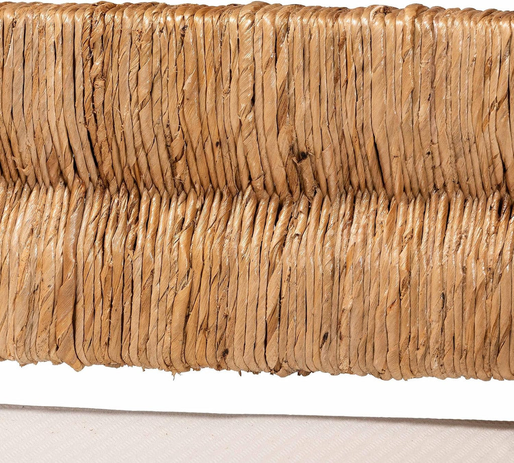 Bali & pari Ismael Accent Bench - Handwoven Seagrass Accent Seating with Mahogany Wood Frame, Raised Back Bench for Entryway or Living Room