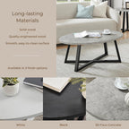Roundhill Furniture Modern Harmony 3-Piece Wood Oval Coffee Table Set, Gray
