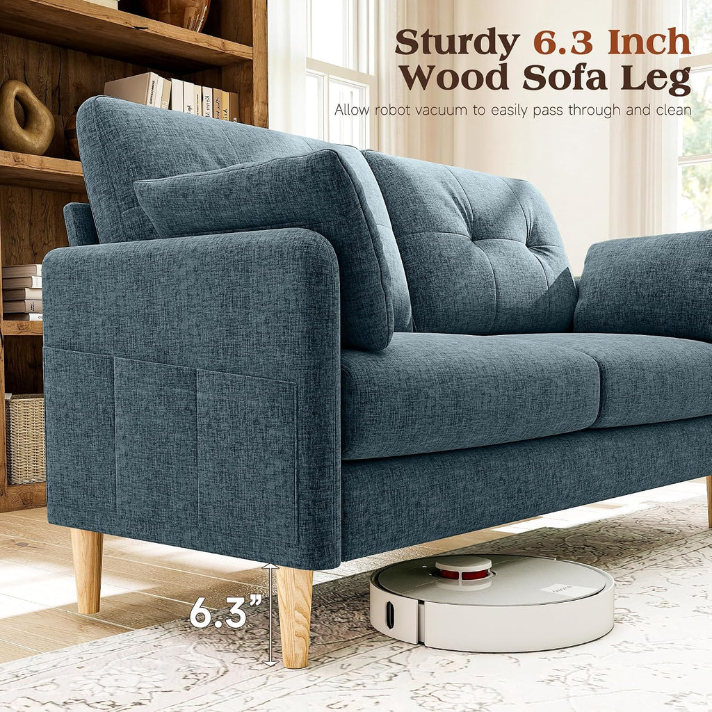 Ihanherry Loveseat Sofa, 64.6" Small Love Seat for Small Spaces, Soft Chenille Fabric Couches for Living Room with Throw Pillow and Removable Cushion Cover, Couches for Bedroom, Apartment, Office