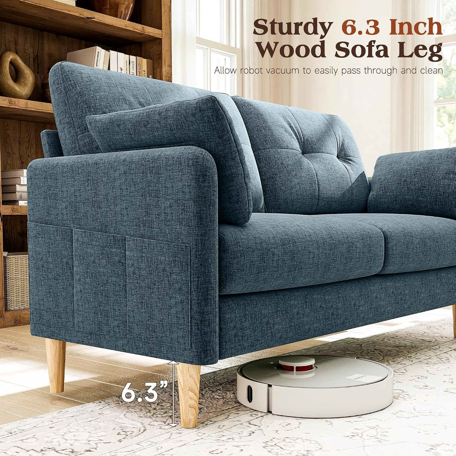 Ihanherry Loveseat Sofa, 64.6" Small Love Seat for Small Spaces, Soft Chenille Fabric Couches for Living Room with Throw Pillow and Removable Cushion Cover, Couches for Bedroom, Apartment, Office