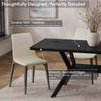 MECHYIN Extendable Dining Table for 4-8, 55-71 in, Storage Shelf, Black | Flip Leaf Stores Under Top, No-Gap Metal Connectors, Chairs Tuck Under Pedestal Base, Wood-Grain MDF Top, Fits Apartments