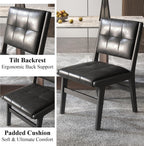 civama Faux Leather Dining Chairs Set of 6, Dining Room Armless Kitchen Chairs with Comfy Back, Solid Wood Frame & Upholstered Cushion for Living Room, Cafe and Restaurant, Black