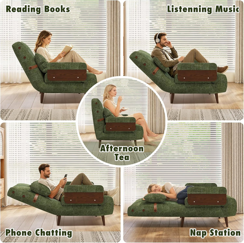 JASIWAY 28" Convertible Sleeper Sofa Chair for Adults, Chenille Futon Chair