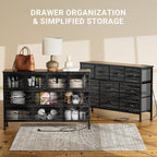 Dresser for Bedroom 10 drawer TV Stand Black fabric dresser for 55'' TV