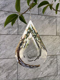 Wind Spinner Flowing-Light Effect Courtyard Decorations Made of Stainless Steel House Hanging Decoration 12“x 8“ Spinners with a 360° Rotating Hook (1 pc Water Drop-Silver)