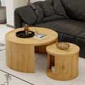 32" Anti-Slip Nesting Tables, Nesting Side Tables with Smooth Wood top, Nesting Coffee Tables with Minimalist Aesthetic for Modern Interior Home Spaces, Natural Wood