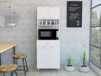 Della 60 Kitchen Pantry with Countertop, Closed & Open Storage -White