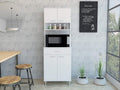 Kitchen Pantry with Countertop, Closed & Open Storage -White