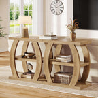 Tribesigns End Table for Living Room, 3-Tier Narrow Side Table with Storage, Farmhouse Wooden Beside Table with Geometric Frame, Tall Nightstand for Bedroom, Small Spaces, Natural Oak