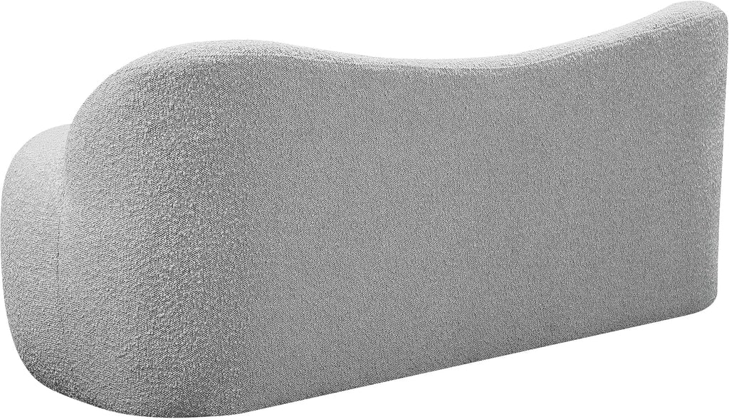 Meridian Furniture 119Grey Flair Collection Modern | Contemporary Boucle Fabric Upholstered Bench with Curved Back Design, Grey, 62" W x 23" D x 24" H