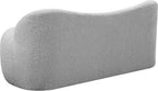 Meridian Furniture 119Grey Flair Collection Modern | Contemporary Boucle Fabric Upholstered Bench with Curved Back Design, Grey, 62" W x 23" D x 24" H