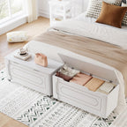 IDEALHOUSE Storage Chest, 39.4" Storage Bench Wooden Storage Trunk, White | Supports 350 lbs ＆ Safety Hinges, Lift-Top Entryway Bench, Shoe Bench for Entryway, Bedroom, Living Room, Modern Style