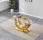HomVent 70'' Rectangular Glass Dining Table Set Glass Dining Room Table Set for Kitchen, Kitchen Table and Chairs for 8 Table with Chairs Home Furniture