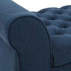 ‎GDF Studio Keiko Fabric Armed Storage Bench, Dark Blue, Dimensions: 19.75”D x 50.00”W x 20.5”H