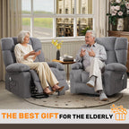 jonpony Power Lift Recliner Chair for Elderly, Big and Tall Lift Chair with Massage and Heat for Living Room, Fabric Electric Recliner Chairs with 4 Side Pockets, USB Charge Port, Grey