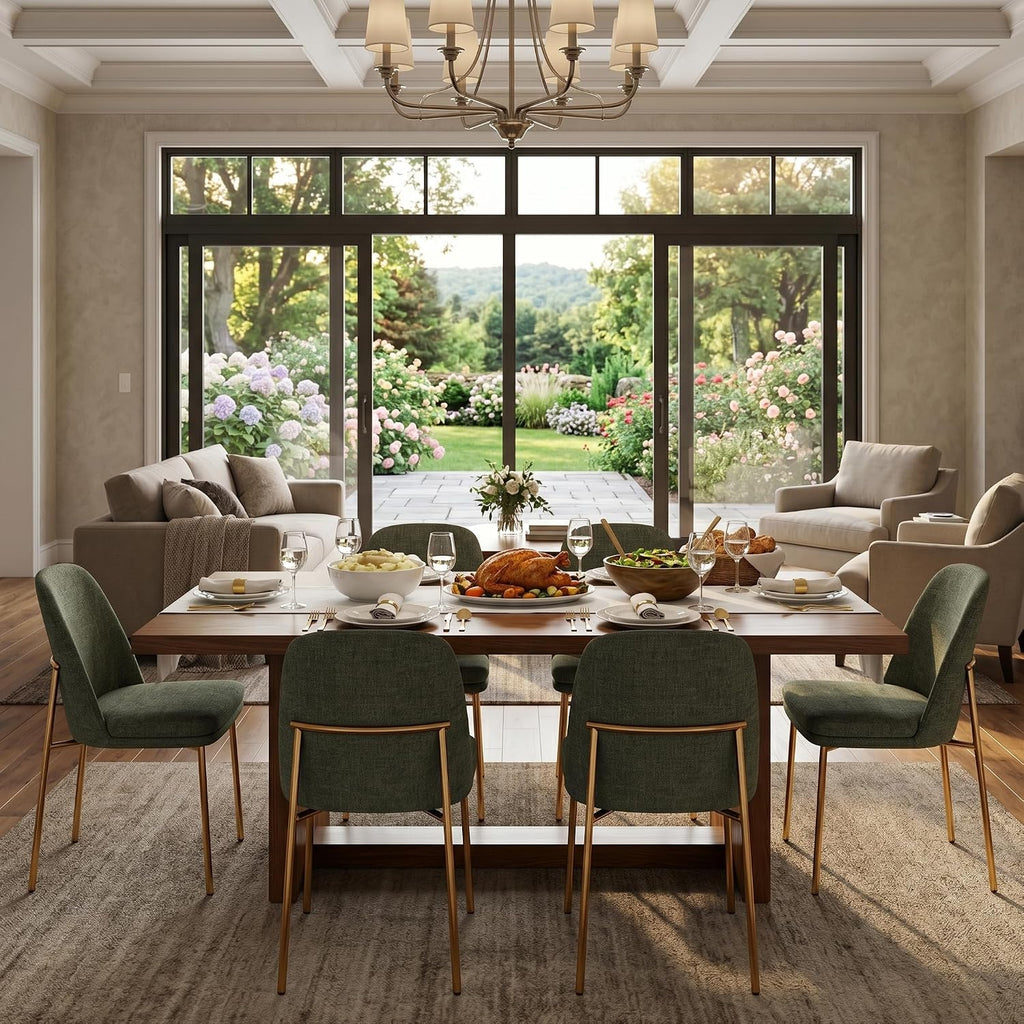 CHITA Modern Dining Chairs Set of 6, FSC Certified Metal Dining Chair for Dining Room, Moss Green
