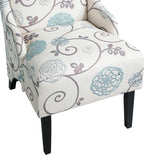 Christopher Knight Home Micua Luxury Upholstered Dining Chair with Floral Fabric Accent, Dining Room Chair with High Wingback, Comfy Living Room Chair and Birch Wood Legs, Extra Seating, Beige + Black