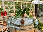 SUNPRAIRIE Tropical Artificial Plant in Clear Pot with Artificial Water, Wide Arrowhead Leaves. Faux Plants Indoor and Outdoor