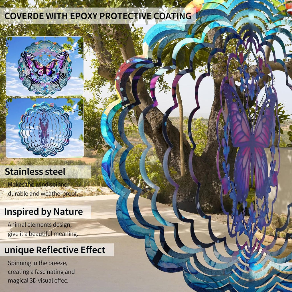 Butterfly Wind Spinner Outdoor - Birthday Gifts for Women, Men, Mom, Father, Garden Decor Gifts, Hanging Wind Sculptures 12 inch 3D Wind Spinners for Outdoor Decor for Outside, Yard, Patio Deals