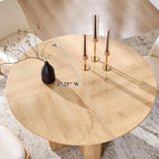 T4TREAM 47" Fluted Round Dining Table for Kitchen Living Room, Natural Oak | Mid Century Modern Kitchen Table,Seats 4-6,Thickened Edge and Sturdy Reeded Pedestal Base