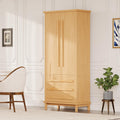 70" Tall Kitchen Pantry Cabinet, Wood Freestanding Storage Cupboard with 2 Cabinet Shelves, 6 Door Shelves and 3 Drawers, Multi-Purpose Storage Cabinet for Kitchen & Dining Room,Natural