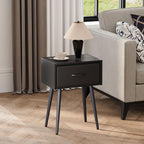 Small Black Nightstands Set of 2, Bedside Table with Fabric Drawer, Modern End Table with Metal Leg, Couch Side Table for Bedroom Living Room, Sofa, Office LNT504B