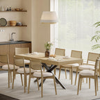 MECHYIN 55''-70.9'' Extendable Dining Room Table for 4-6-8, Rectangle Expandable Dining Table with Removable Leaves Space Saving, Kitchen Table with Hidden Storage for Kitchen Dining Room Office,Oak