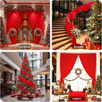 PartyVillage 50ft×15ft Red Backdrop Curtain for Wedding Parties, 10 Panels Wrinkle Free 15 FT Long Polyester Photo Backdrop Drapes Back Drop Cloth for Birthday Photography Background