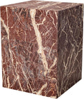 HomeRoots 20" Red Marble Square Block End Table